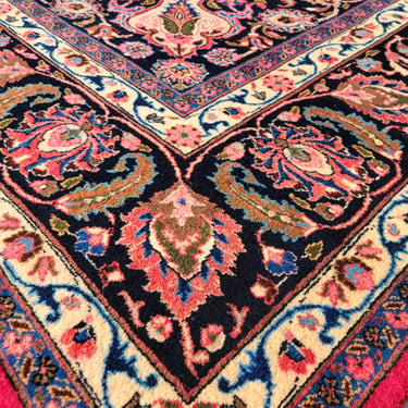 Vintage Hand-knotted Persian Mashad Rug