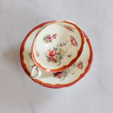 midcentury Aynsley floral patterned teacup and saucer