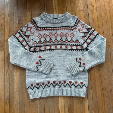 Vintage 70s Sweater Pattered Men’s Karge Gray Orange Sigallo 