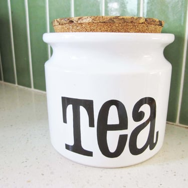 Vintage Ceramic Tea Container with Cork Lid - 1980s White Lidded Kitchen Jar - TG Green Ltd Gresley England 