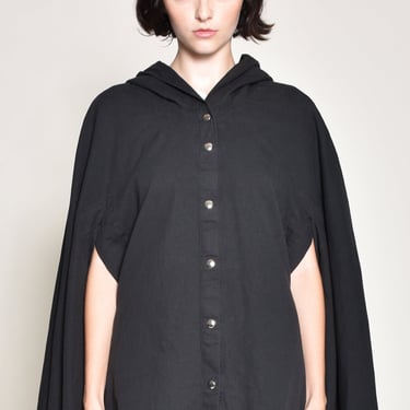 Hooded Snap Front Cotton Twill Cape