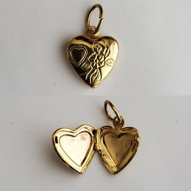 Miniature Victorian Revival Heart Locket Pendant - Tiny Vintage Locket - Vintage Accessories 