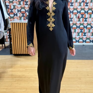 NILI LOTAN Rochelle Embroidered Dress, NWT, Size 6, Blk/Gold