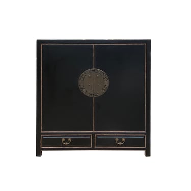 Asian Black Color Moon Face Hardware Side Table Shoes Cabinet cs7520E 