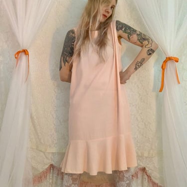 Peach ruffle hem boxy dress 