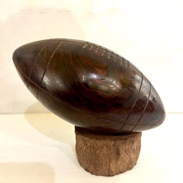 Classic Hand Carved Solid Ironwood American Football Sculpture