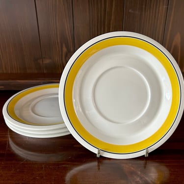 Set/4 Arabia of Finland Faenza Yellow Saucers; Vintage Arabia Finland; Arabia Finland Yellow; Scandinavian Modern; PLEASE READ DESCRIPTION 