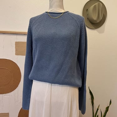 Woolrich Blue Soft Cotton Blend Chunky Knit Pullover Sweater Women's Medium 