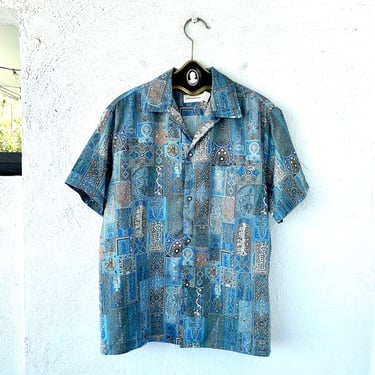 Vintage Hawaiian Persian Shirt Liberty House of Hawaii Large Collar Top 