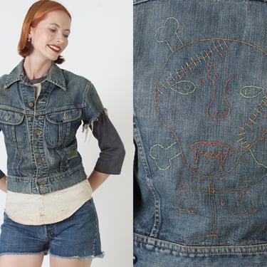 Lee 101J Denim Biker Jacket, Embroidered Mc Jean Vest, Sanforized 60s Motorcycle Coat 