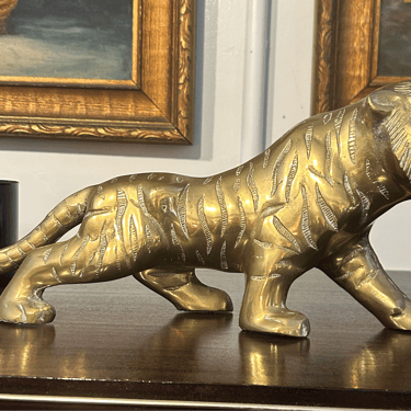 Vintage Brass Tiger Statue