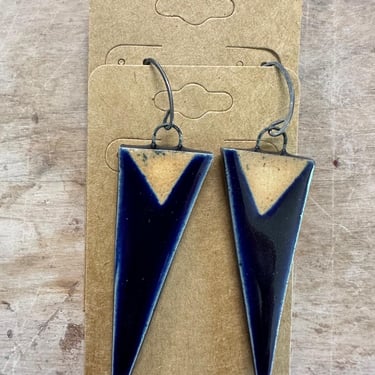 Ceramic Earrings: Blue and Beige 