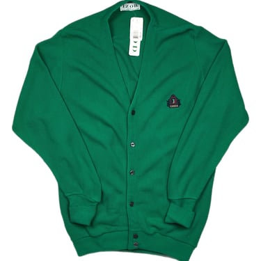 Vintage 90s NWT IZOD Made in USA Green Embroidered Button Up Cardigan Sweater Size Medium/Large 