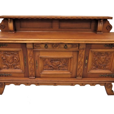 Vintage Sideboard | French Carved Buffet With 1/4 Canopy 