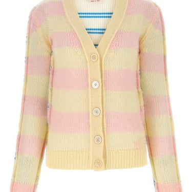 Marni Woman Embroidered Mohair Blend And Wool Blend Cardigan