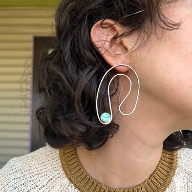 Abalone Droop Stud Dangles Statement Making Earring in 14k Gold Filled Handmade One of a kind geometric earrings 