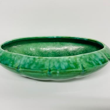 Vintage California USA Pottery Planter Pot / Green Drip Glazed / Oval Oblong / 587 FREE SHIPPING 