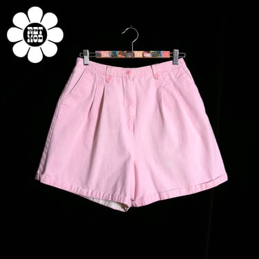 Cute Vintage 80s Pastel Pink Jean Shorts with Pockets 