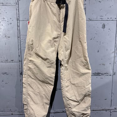 Vintage 90s Beige  EMS Belted pants nylon lightweight  hiking climbing Gorp Style Medium 