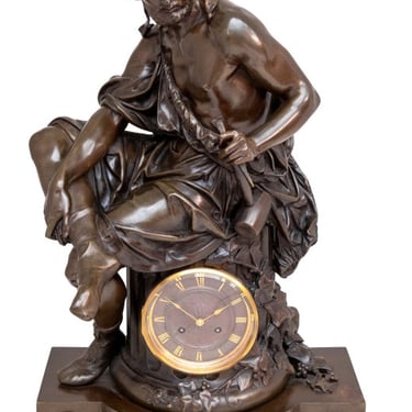 A. Carrier "Hephaestus" Patinated Bronze Clock