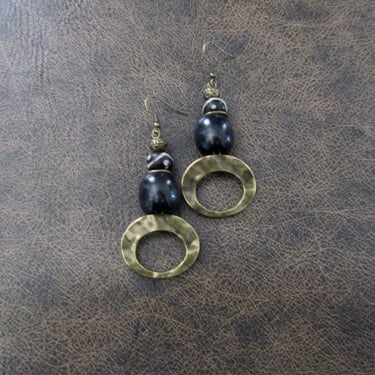 Hammered bronze earrings, geometric earrings, unique mid century modern earrings, ethnic earrings earrings, bohemian earrings, statement 19 