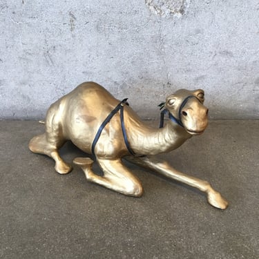 Leather Wrapped Gold Camel Sculpture
