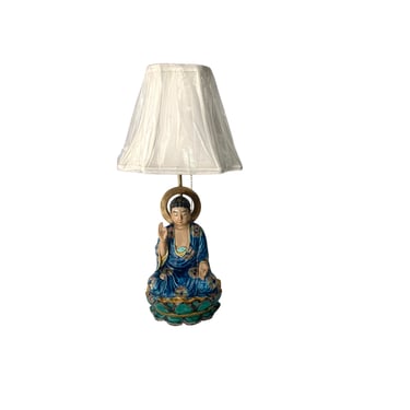 Vintage Ceramic Buddha Lamp With Shade 