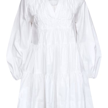 Devotion TWINS - White Cotton Long Sleeve &quot;Leros&quot; Dress Sz S