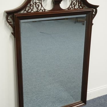 HIGH END Vintage Solid Mahogany Traditional Chippendale Style 37" Pediment Dresser / Wall Mirror 