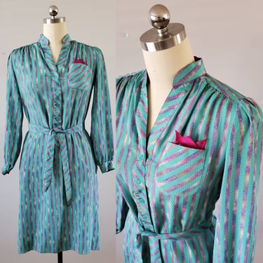 1980's Schrader Sport Petites Rainbow Dress 80's  Dresses 80s Women's Vintage Size Medium 