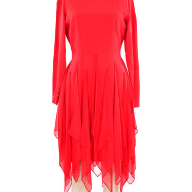 Bill Blass Red Ruffle Trimmed Dress