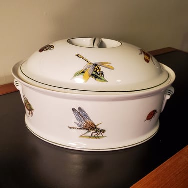 French Casserole with Insect Design by Lourioux Le Faune Fireproof Porcelain 