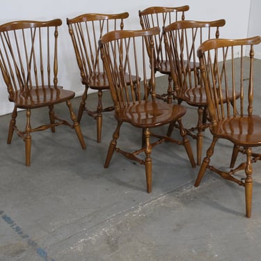 Set of 6 Ethan Allen Nutmeg Maple Fan Back Windsor Side/Dining Chairs 