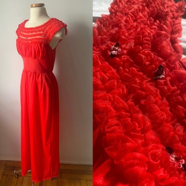 Red Ruffle Slip Dress 