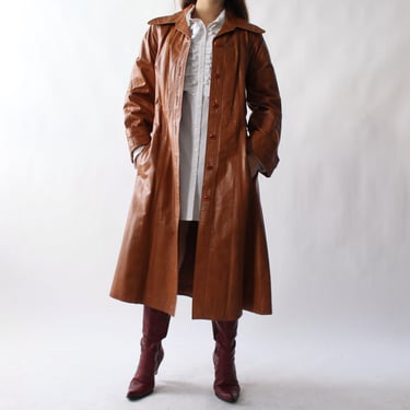 Vintage Cognac Leather Trench