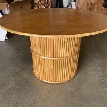 Restored Stacked Rattan Pedestal Dining Table w/ Round 36