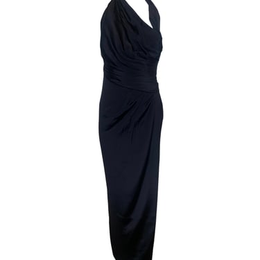 Atelier Versace 90s Lifetime Gianni Versace Black Silk Goddess Halter Gown