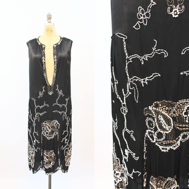 1920s PRISTINE multi beaded silk dress small medium | new fall winter 