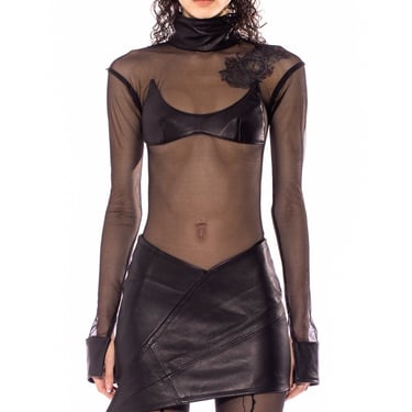 Karl Lagerfeld x Wolford 2000s Black Cotton High Collar Zip-Up Bodysuit –  Featherstone Vintage