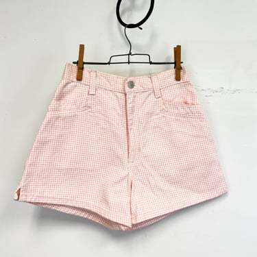 Vintage 80s High Waisted Shorts | Barbiecore Pink and White Gingham Shorts | Size 3/4 