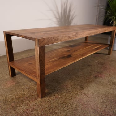 Nisqually Coffee Table, 60" Wide, Solid Wood Rectangular Coffee Table, Wood Coffee Table with bridle joinery (Shown in Walnut) 