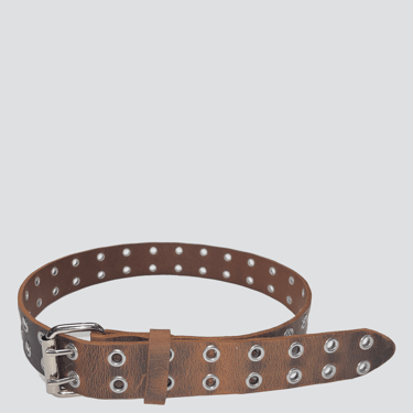 Brown Leather Double Eyelet Belt