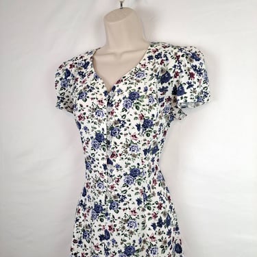 Vintage 90s Floral Corset Back Dress 