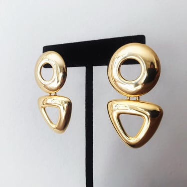 vintage earrings dangle earrings drop earrings golden earring stud earrings big chucky statement earrings cocktail earrings triangle circle 