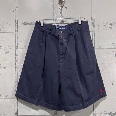 Vintage 80s Navy Ralph Lauren Sport Shorts Sz 12 Pleated High Waisted Shorts 