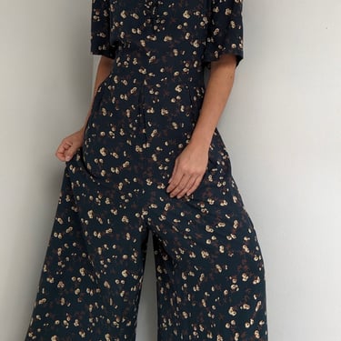 Vintage Floral Wide Leg Jumpsuit