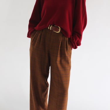 Vintage Wide Leg Plaid Wool Pants