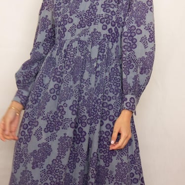 RARE 1970s Laura Ashley Block Printed Cotton Prairie Dress 