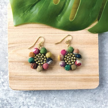 Kantha Earrings | Sunflower