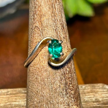 Espo 14k GE Ring Emerald Green Stone Vintage Retro Jewelry Gift 